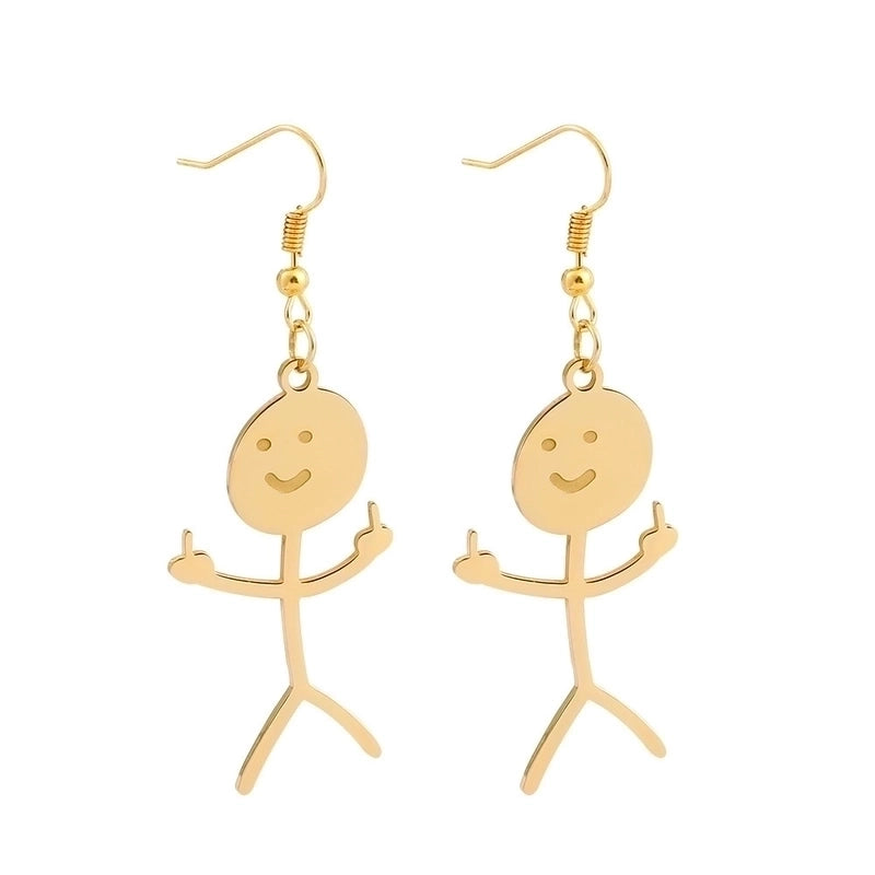Cute Human Smiley Face Stainless Steel Earrings Keychain Necklace