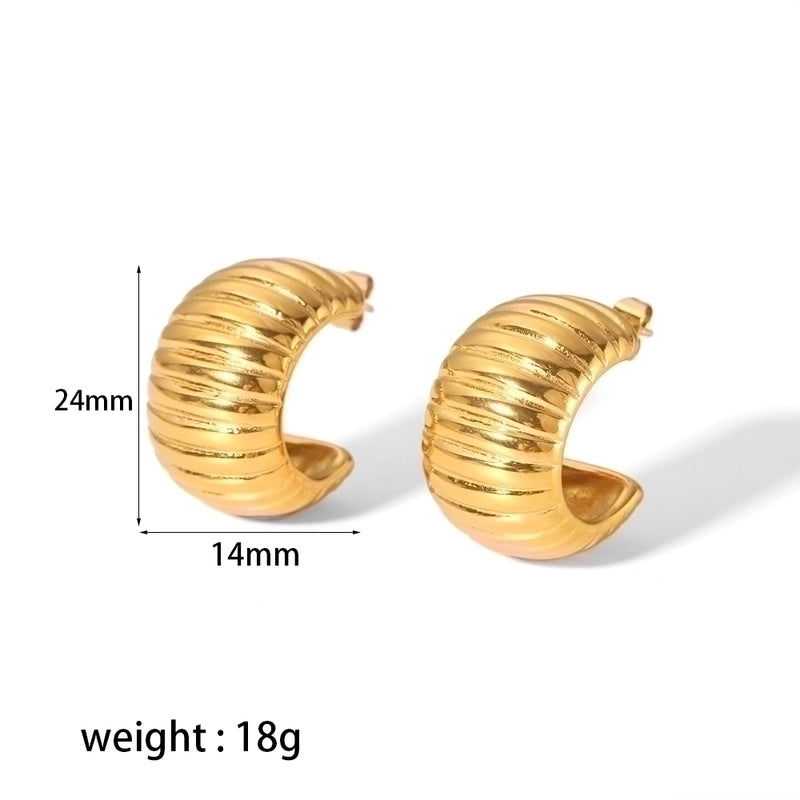 1 Pair Classic Style Semicircle Polishing Plating 304 Stainless Steel 18K Gold Plated Hoop Earrings
