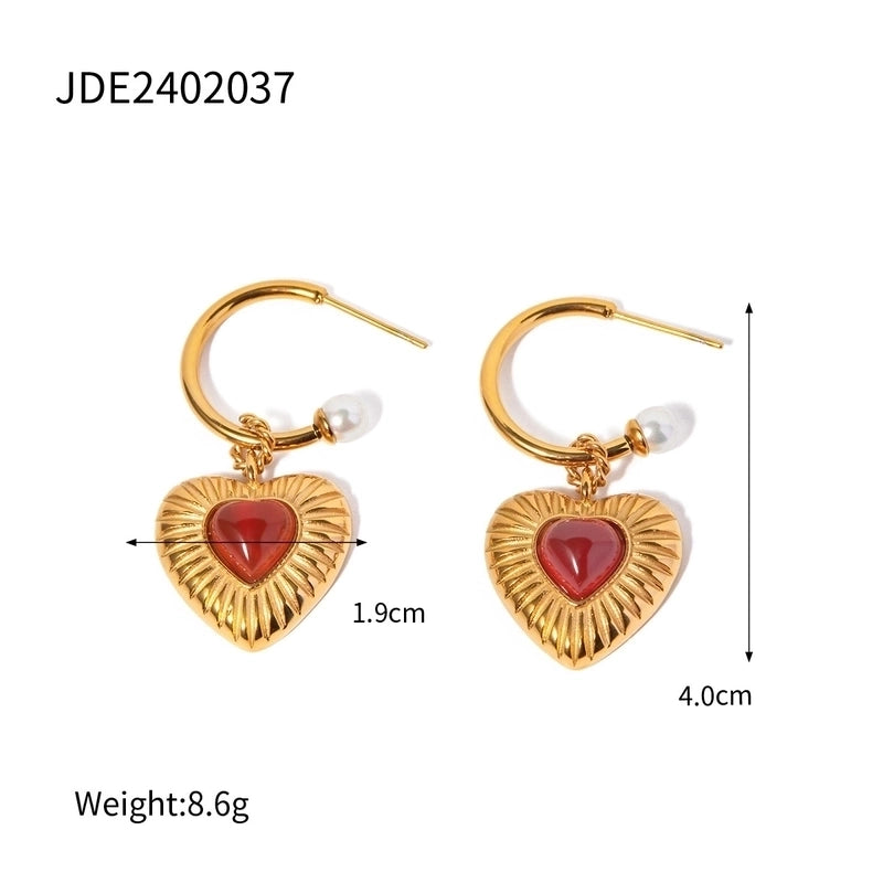 Casual Exaggerated Heart Shape 304 Stainless Steel 18K Gold Plated Rings Bracelets Necklace
