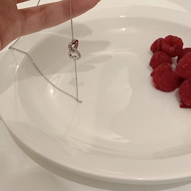 Titanium Steel Copper Sweet Plating Inlay Heart Shape Zircon Pendant Necklace