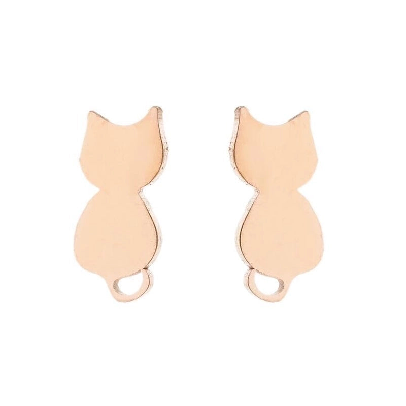 1 Pair Fashion Cat 304 Stainless Steel 18K Gold Plated Ear Studs
