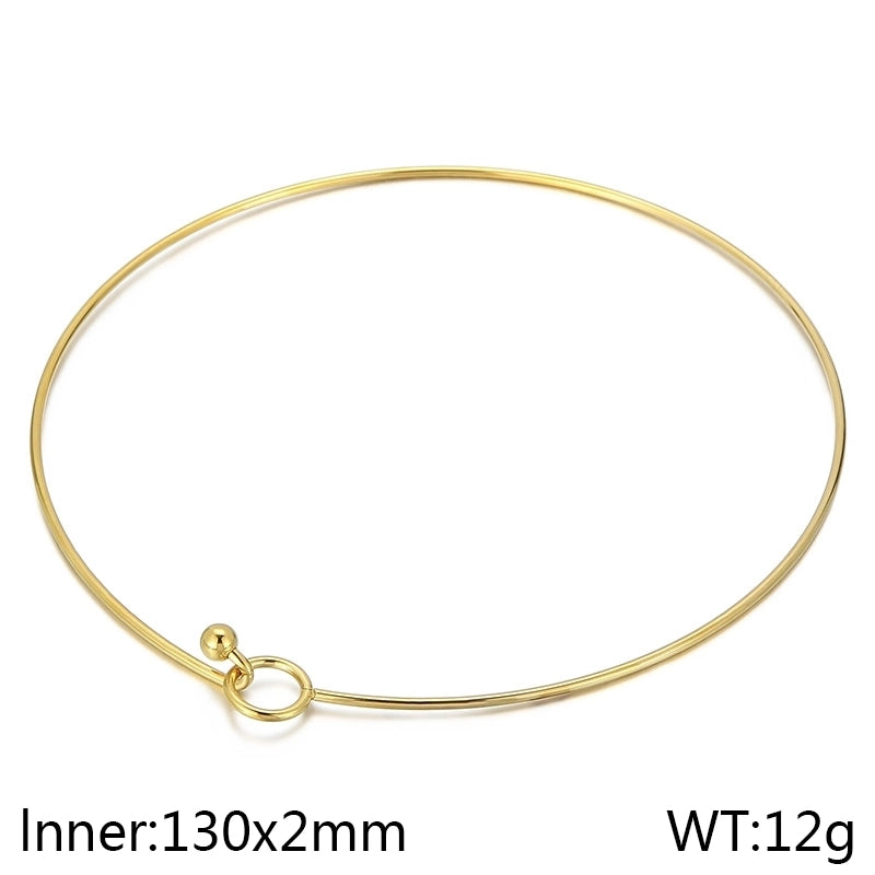 Minimalist Circle 304 Stainless Steel 18K Gold Plated Hollow Out Bracelets Necklace