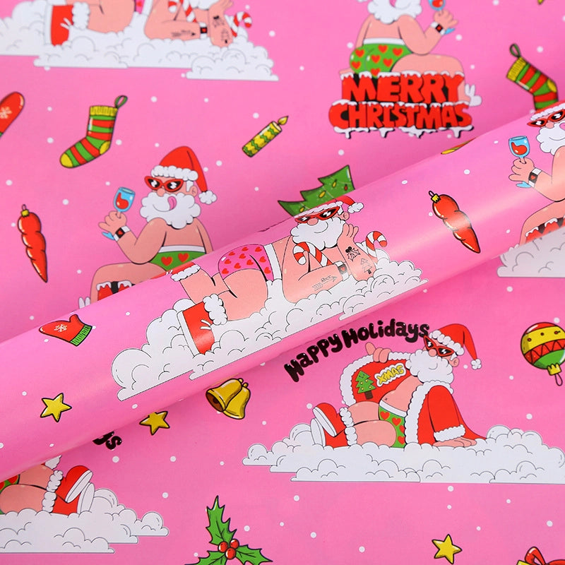 Christmas Minimalist Classic Style Santa Claus Coated Paper Holiday Festival Gift Wrapping Supplies Gift Wrapping Supplies