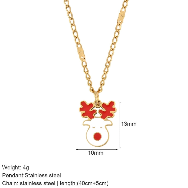 Nordic Style Classic Style Gingerbread Moon 316L Stainless Steel Plating Pendant Necklace