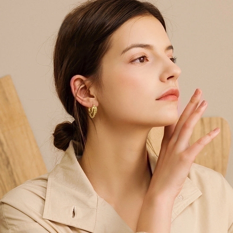 1 Pair Minimalist C Shape Plating 201 Stainless Steel Hoop Earrings Ear Studs