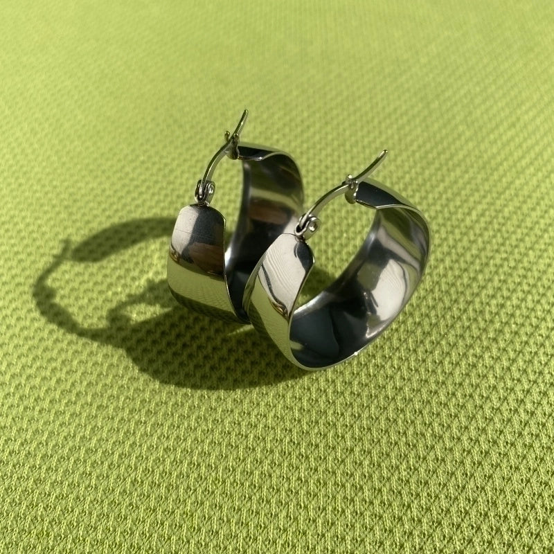 1 Pair Minimalist Classic Style Solid Color Plating 304 Stainless Steel 18K Gold Plated Hoop Earrings