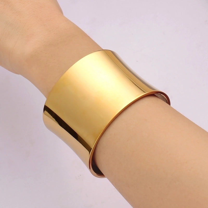 Classic Style Solid Color 304 Stainless Steel 18K Gold Plated Bangle In Bulk Stainless Steel Bracelets