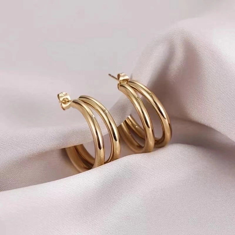 1 Pair Fashion C Shape Plating 201 Stainless Steel 18K Gold Plated Ear Studs