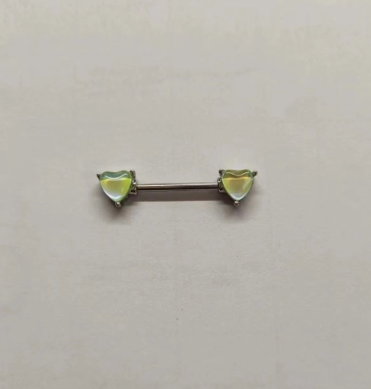 1 Piece Nipple Rings & Studs Sexy Heart Shape 316L Stainless Steel Alloy Plating Inlay Acrylic White Gold Plated Nipple Rings & Studs