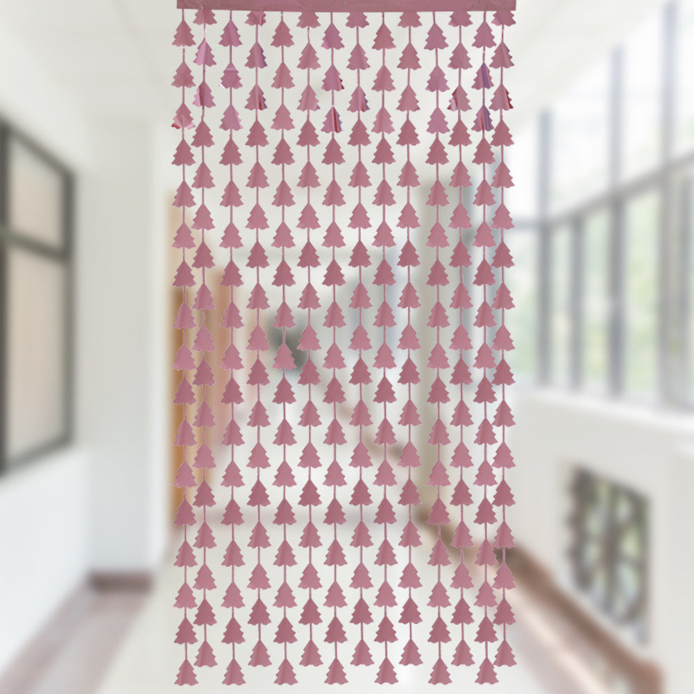 2 Pieces Christmas Decoration 2m Green Christmas Tree Rain Silk Curtain Birthday Party Decoration Christmas Tassel Curtain