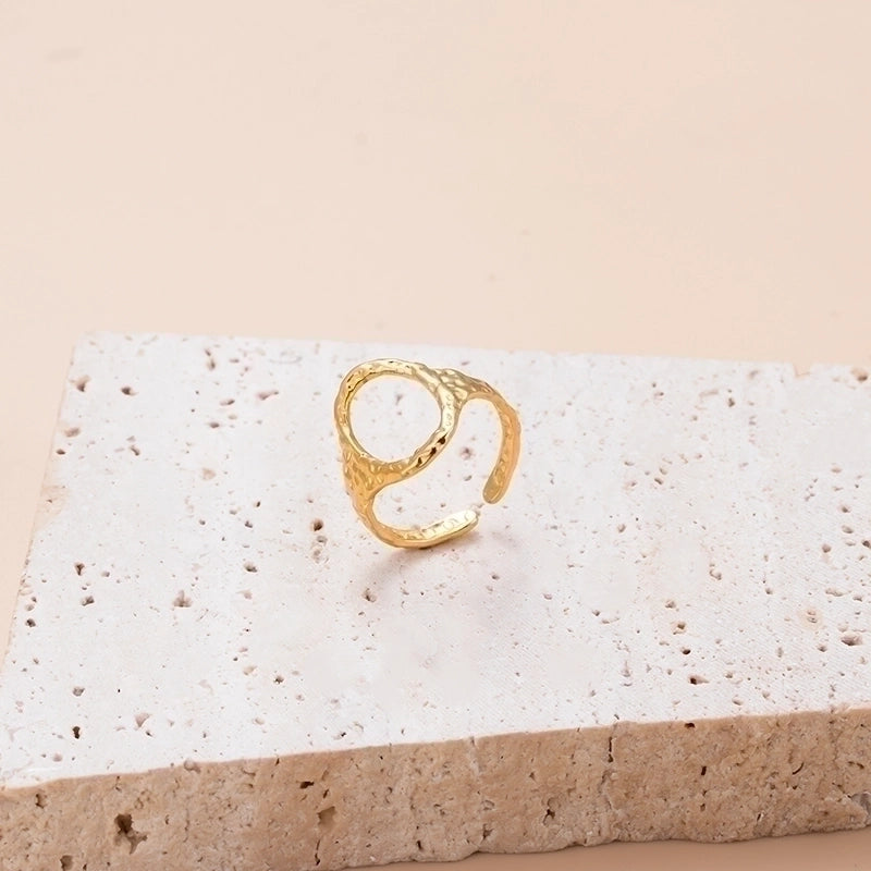 INS Style Leaf 304 Stainless Steel Plating Hollow Out Open Ring