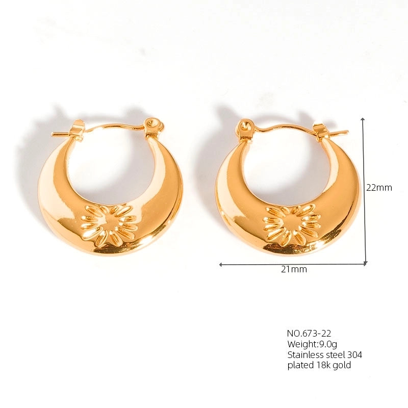 1 Pair Casual Modern Style Classic Style U Shape Geometric 304 Stainless Steel Titanium Steel 18K Gold Plated Earrings