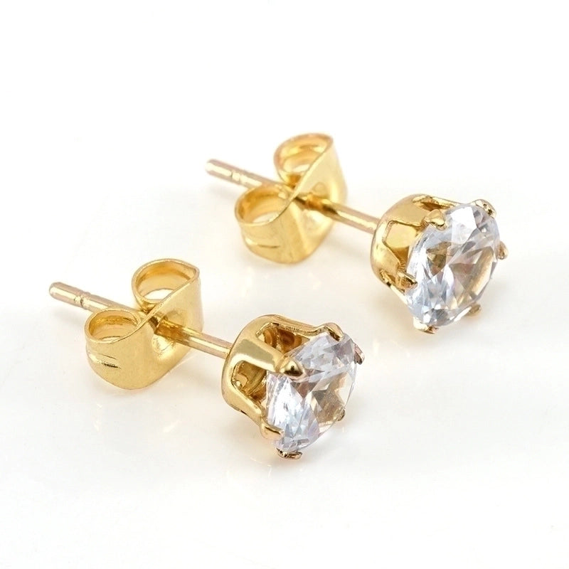 1 Pair Elegant Geometric Inlay 304 Stainless Steel Artificial Pearls Zircon 18K Gold Plated Stainless Steel Earrings