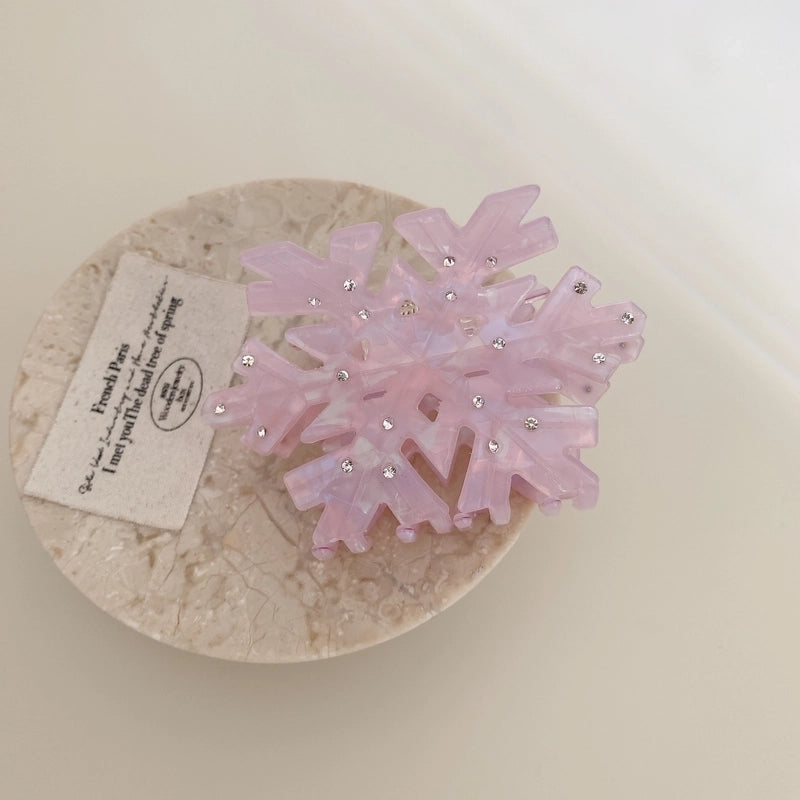 Women's Casual Solid Color Snowflake Arylic Hair Claws