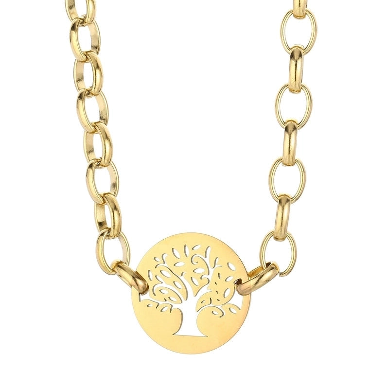Fashion Tree Titanium Steel Plating Hollow Out Bracelets Necklace