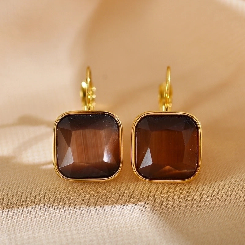 1 Pair Minimalist Square Plating Inlay Stainless Steel Zircon Gold Plated Ear Studs