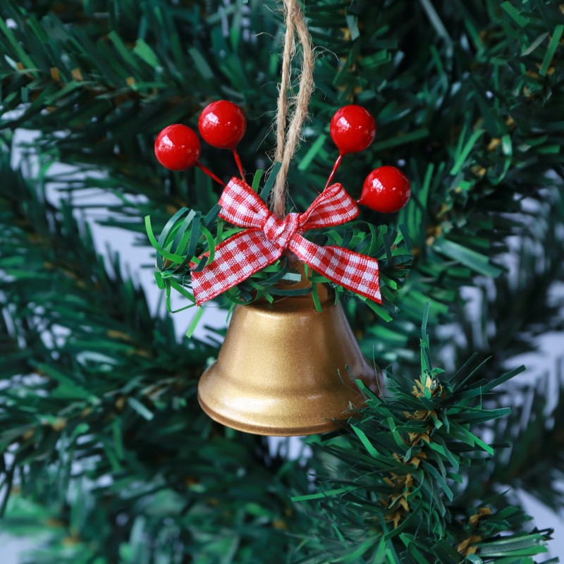 2 Pieces Christmas Decoration Christmas Tree Pendant Five Star Snowflake Bell Hemp Rope Berry Accessories Christmas Bell