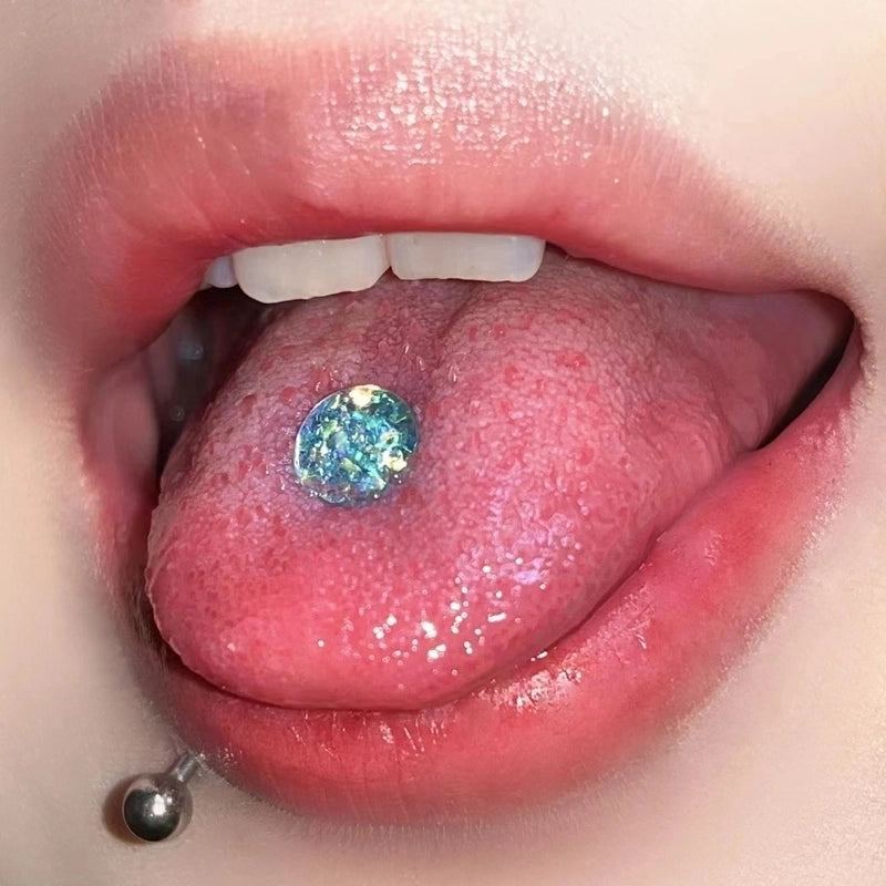 Minimalist Geometric Titanium Steel Plating Tongue Nail 1 Piece