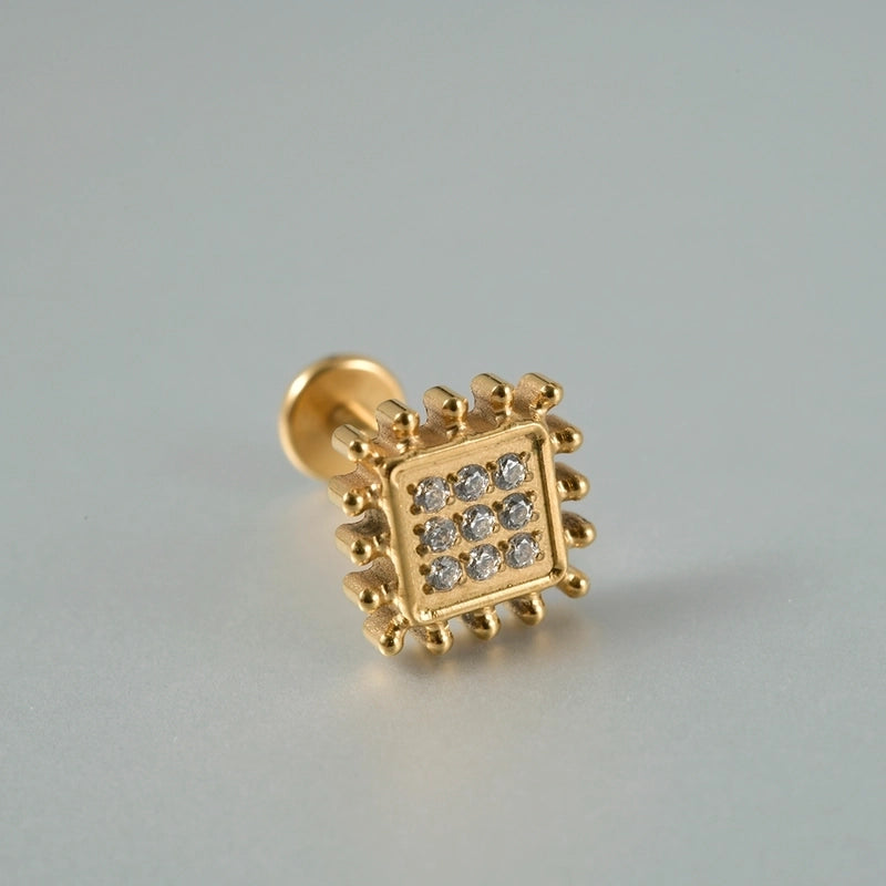 1 Piece Lip Rings Casual Vacation Tropical Cross G23 Titanium Alloy Plating Zircon 18K Gold Plated Lip Rings Ear Cartilage Rings & Studs