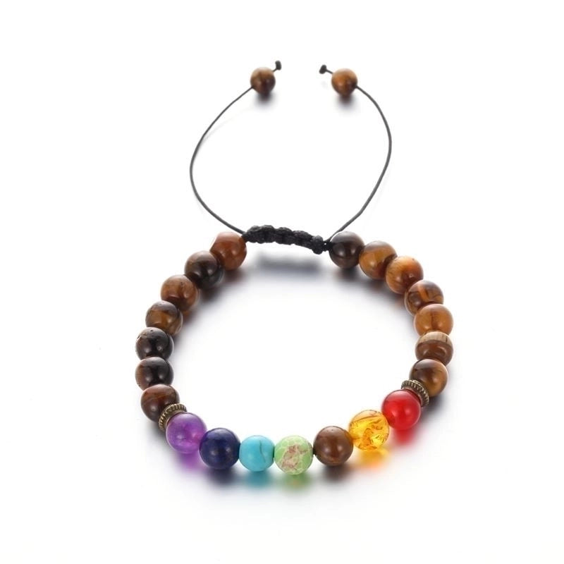 Minimalist Round Alloy Natural Stone Polyester Woven Chain Bracelets In Bulk