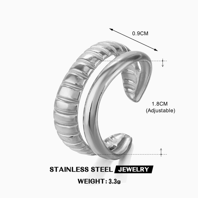 304 Stainless Steel 18K Gold Plated IG Style Minimalist Lines Open Rings