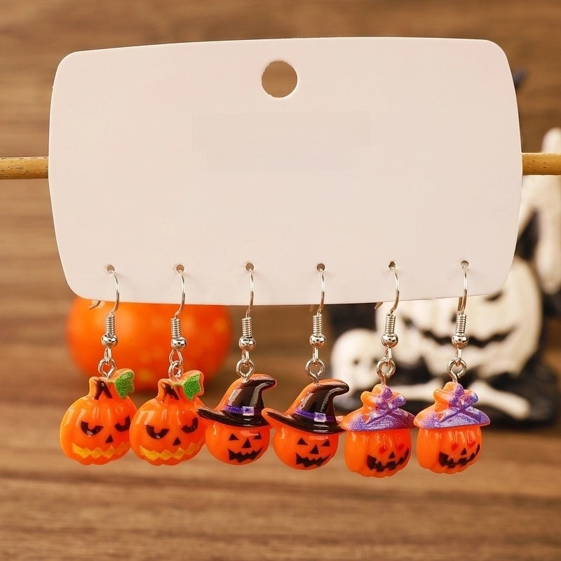 1 Set Halloween Minimalist Classic Style Pumpkin Enamel Resin Drop Earrings