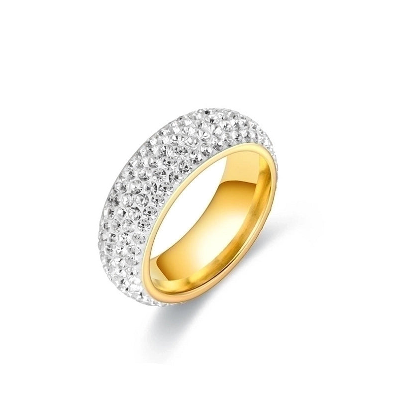 Minimalist U Shape Titanium Steel Zircon 18K Gold Plated Inlay Rings