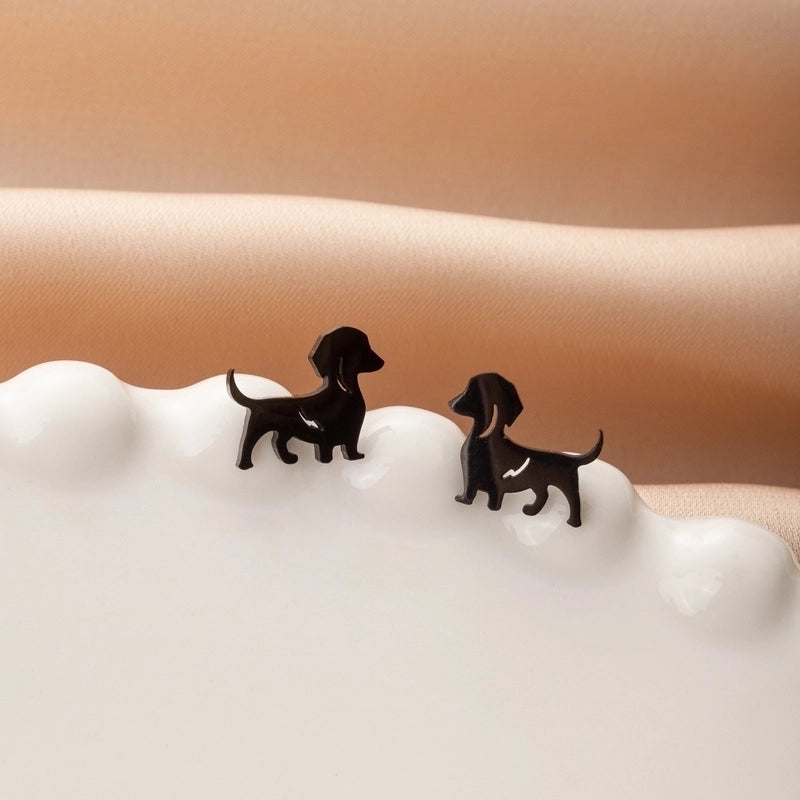 1 Pair Cute Minimalist Dog Polishing 304 Stainless Steel 18K Gold Plated Ear Studs