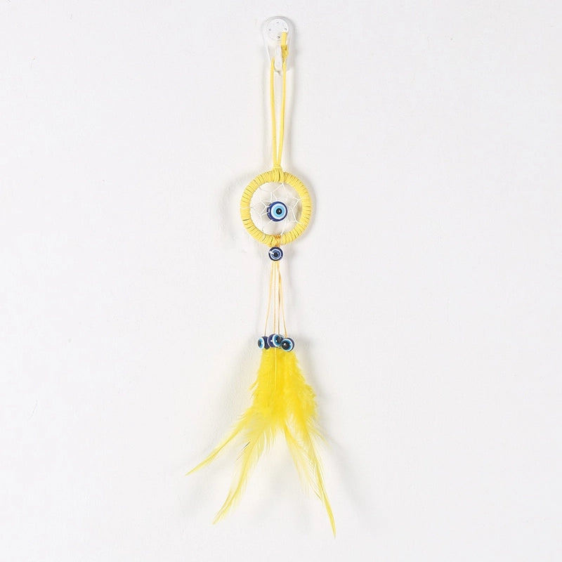 Decorative Dream Catcher Pendant Keychain Evil Eyes Dream Catcher Pendant Keychain Pendant Feather Hand Woven