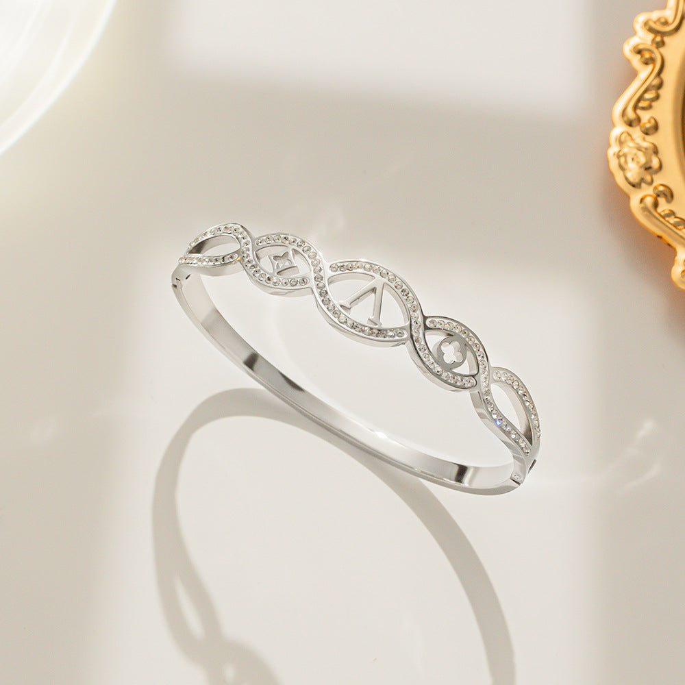 Letter Titanium Steel 18K Gold Plated Bangles