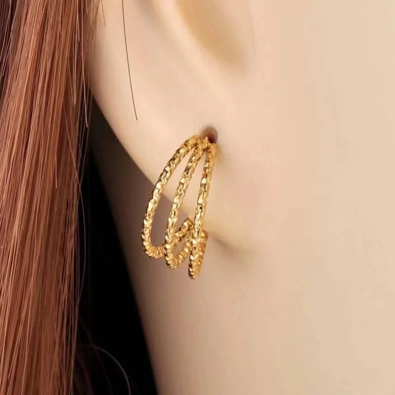 1 Pair Minimalist C Shape Plating 201 Stainless Steel 18K Gold Plated Ear Studs