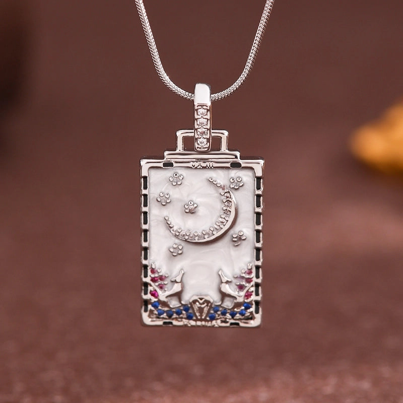 Vintage Style Minimalist Sun Moon Titanium Steel Copper Plating Pendant Necklace