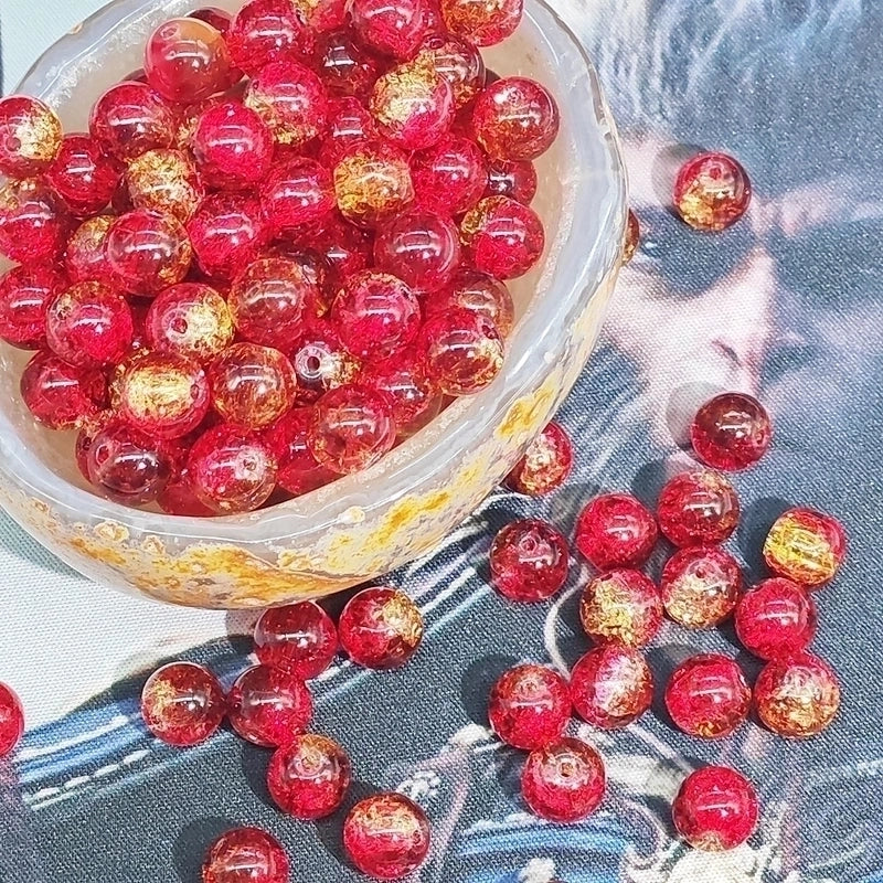 50 PCS/Package Diameter 10mm Diameter 8mm Glass Crackle Glass Beads Round Jewelry Accessories