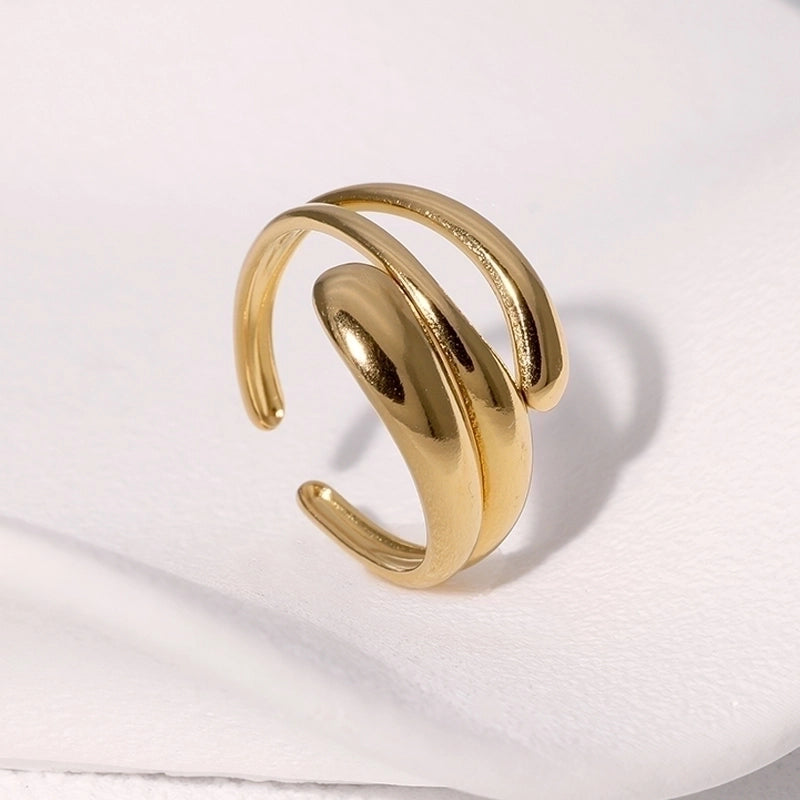 IG Style Modern Style Minimalist Geometric 304 Stainless Steel 18K Gold Plated Open Rings