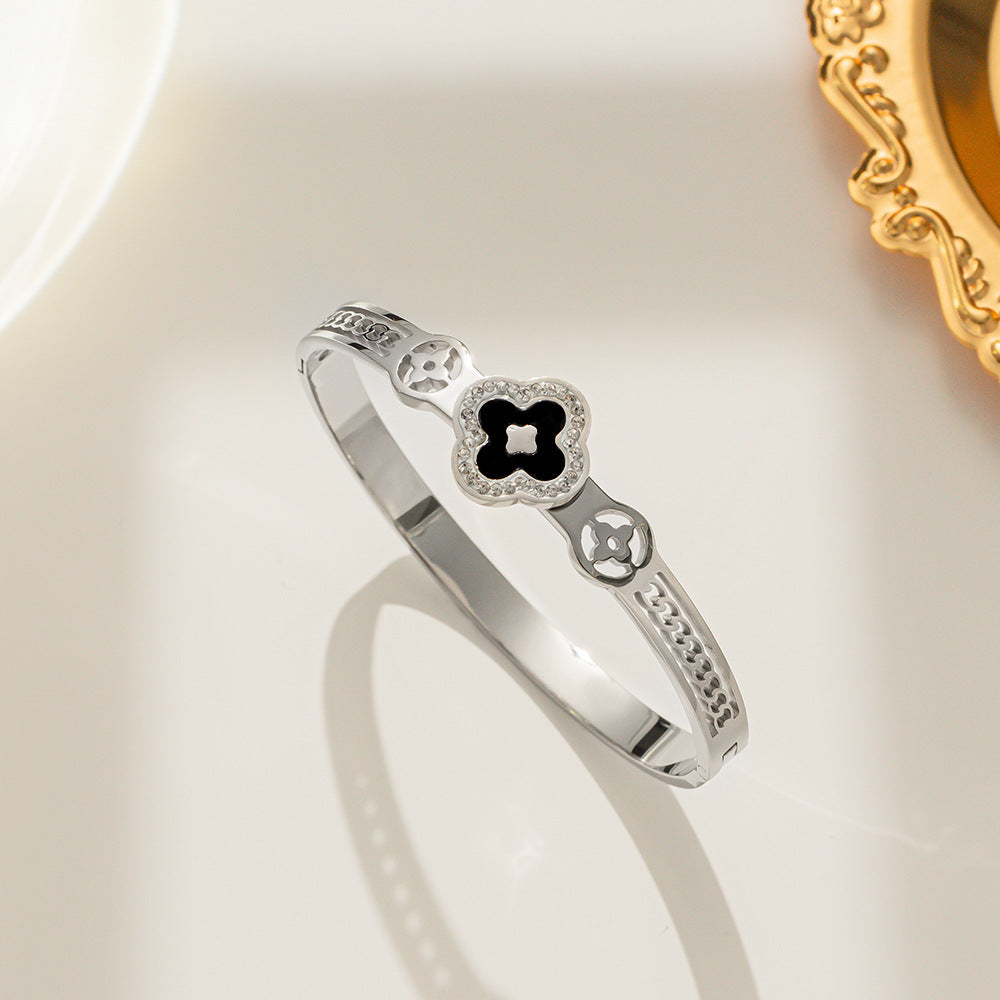 Moderate Luxury Titanium Steel 18K Gold Plated Bangles