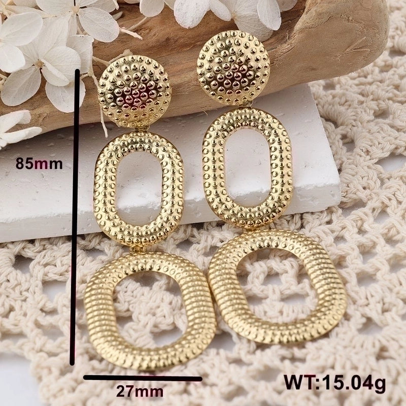 1 Pair IG Style Casual Heart Shape 304 Stainless Steel Natural Stone 18K Gold Plated Drop Earrings