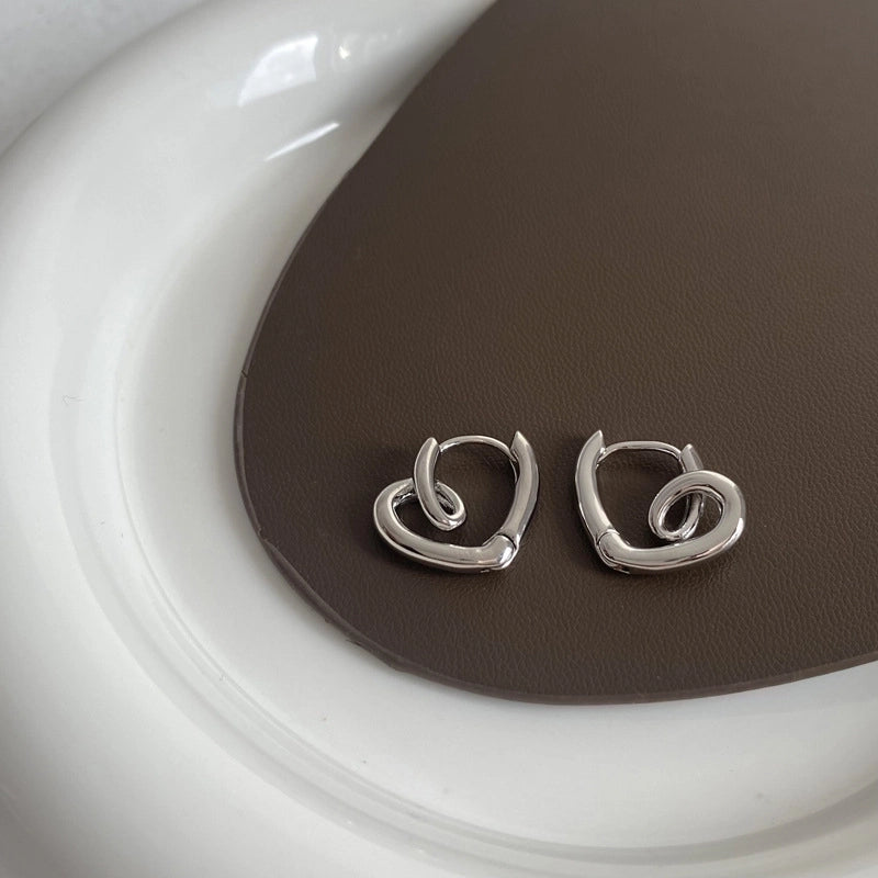 1 Pair Minimalist Heart Shape Plating Copper Hoop Earrings