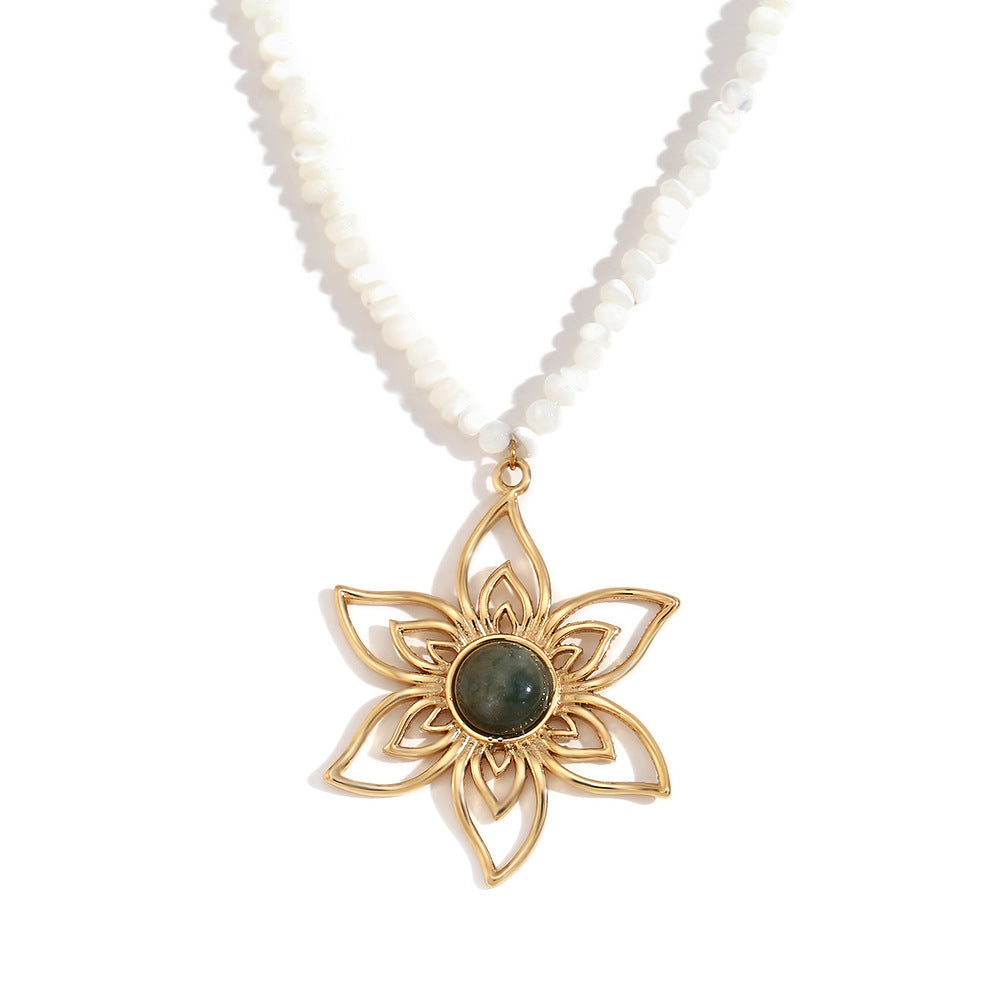 Fashion Petal Flower Stainless Steel Electroplating Necklaces