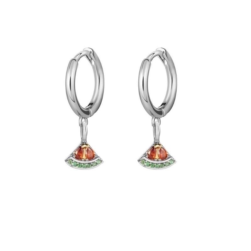 1 Pair Fashion Fruit Pineapple Watermelon Copper Inlaid Zircon Drop Earrings