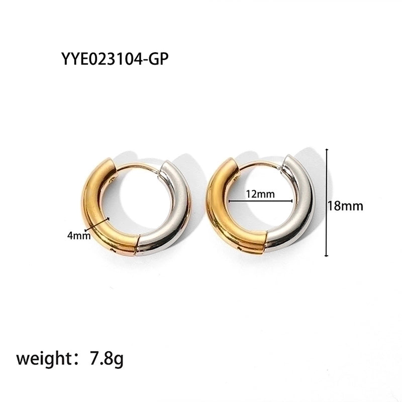 1 Pair Minimalist Round Plating 201 Stainless Steel 18K Gold Plated Hoop Earrings