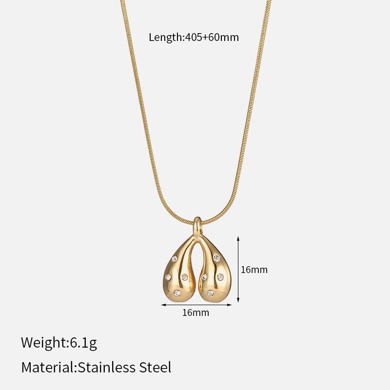 Elegant Glam Geometric Heart Shape Solid Color 304 Stainless Steel Rhinestones Inlay Stainless Steel Necklaces