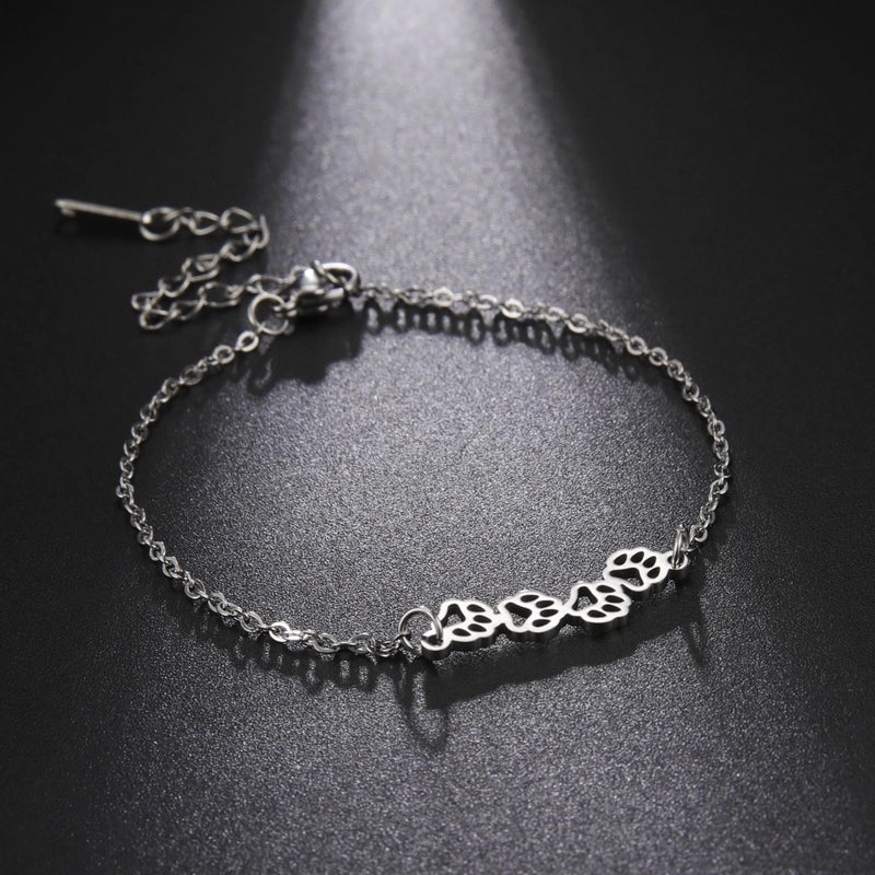 Elegant Cute Sweet Paw Print Simple Titanium Steel Bracelets In Bulk