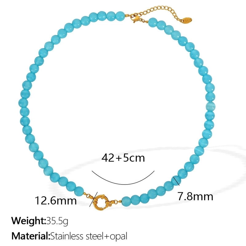 Elegant Classic Style Streetwear Round 18K Gold Plated 304 Stainless Steel Opal Necklace