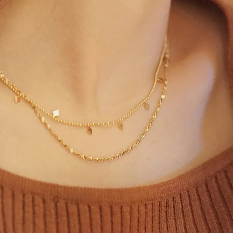 304 Stainless Steel 18K Gold Plated IG Style Plating Solid Color Necklace