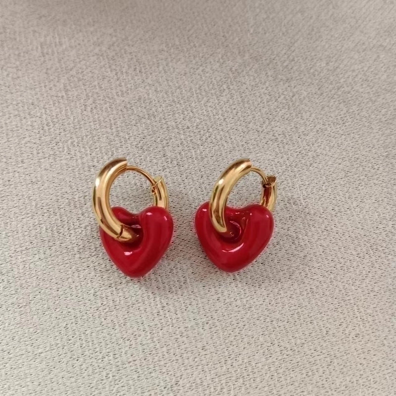 1 Pair Minimalist Classic Style Heart Shape 304 Stainless Steel 18K Gold Plated Earrings