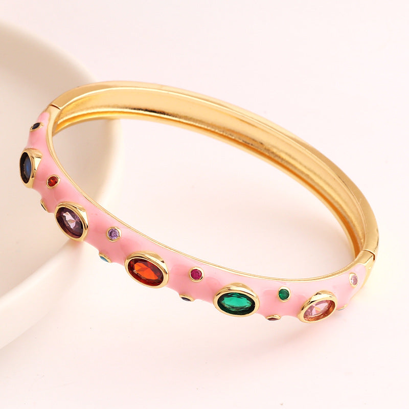 2 Pieces Fashion Round Circle Copper Electroplating Bangles