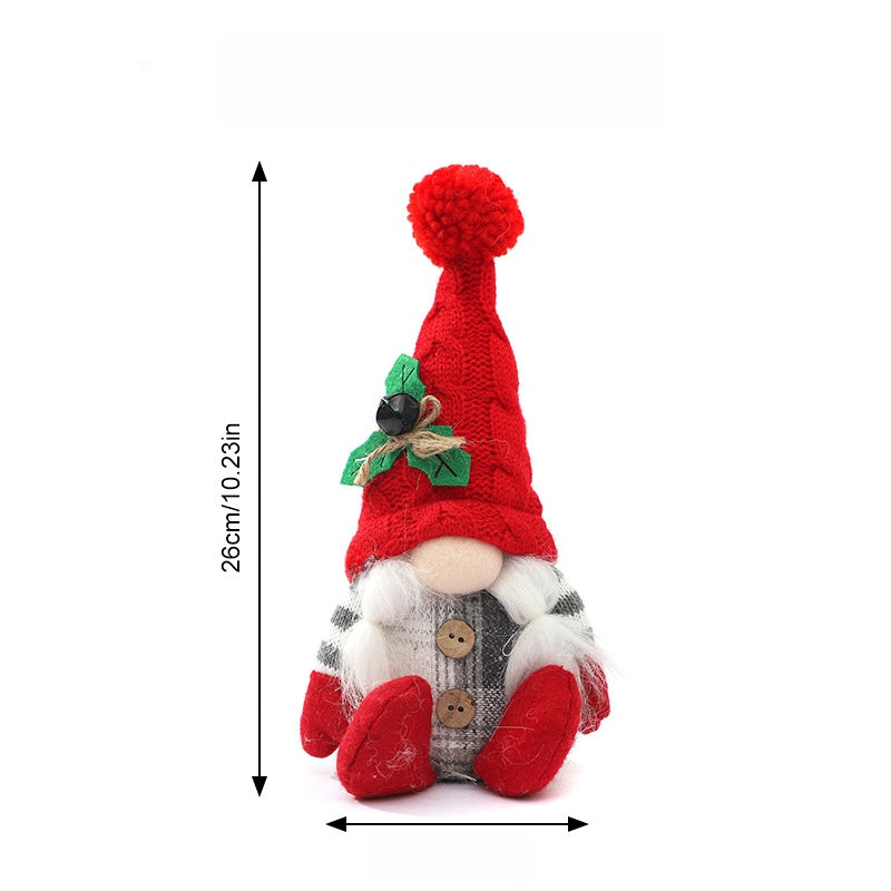 Christmas Doll Hot-selling Knitted Pointed Hat Sitting Dwarf Plush Ornament Decoration Item