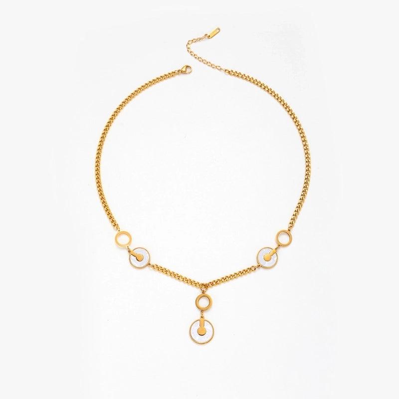 Minimalist Geometric Round Titanium Steel Fritillary Plating Inlay Bracelets Necklace