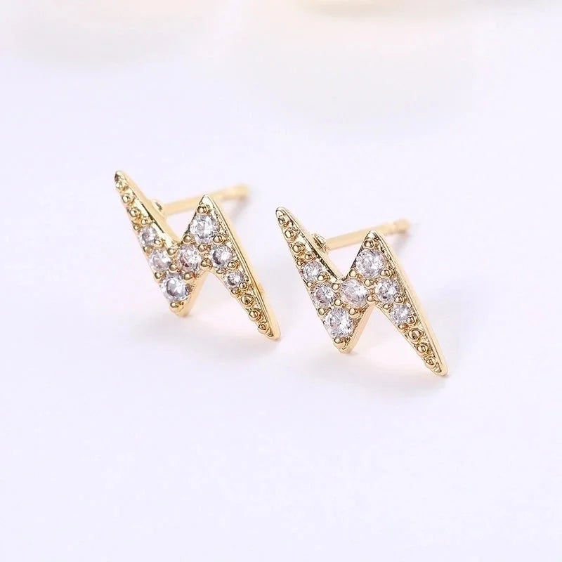 Simple Mini Lightning Zircon Female Simple Stud Copper Earrings