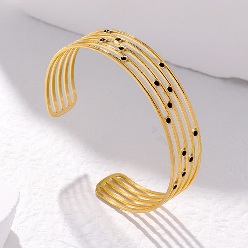 2 Pieces Expressive Stripe Stainless Steel Electroplating Bangles